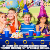 2 Pcs Blue With Gold Ring Print Plastic Tablecloth 108 X 54 Inches Disposable Rectangle Cartoon Tinsel Video Games Table Cover For Kids Boys Girls Toddler Birthday Baby Shower Party Supplies