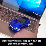Car Mouse For Computer, Wireless Car Shaped Mice For Laptop, Pc, Mini Cute Mouse With 2.4Ghz Usb Receiver, 3D, 1600Dpi, Silent Clicks, Led Headlights (Blue)