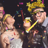 36pcs New Year 2026 Glasses and Black Gold Headbands Party Favors