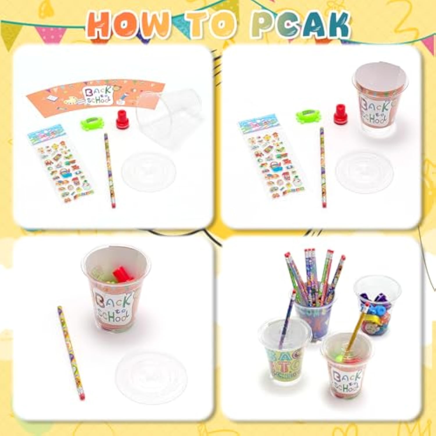 30 Set Back To School Stationery Gifts, First Day Of School Decoration Include Cup, Pencil, Stamp, Sticker, Slap Bracelets, Sharpener, Eraser, Lids, Card, Welcome To School Party For Students