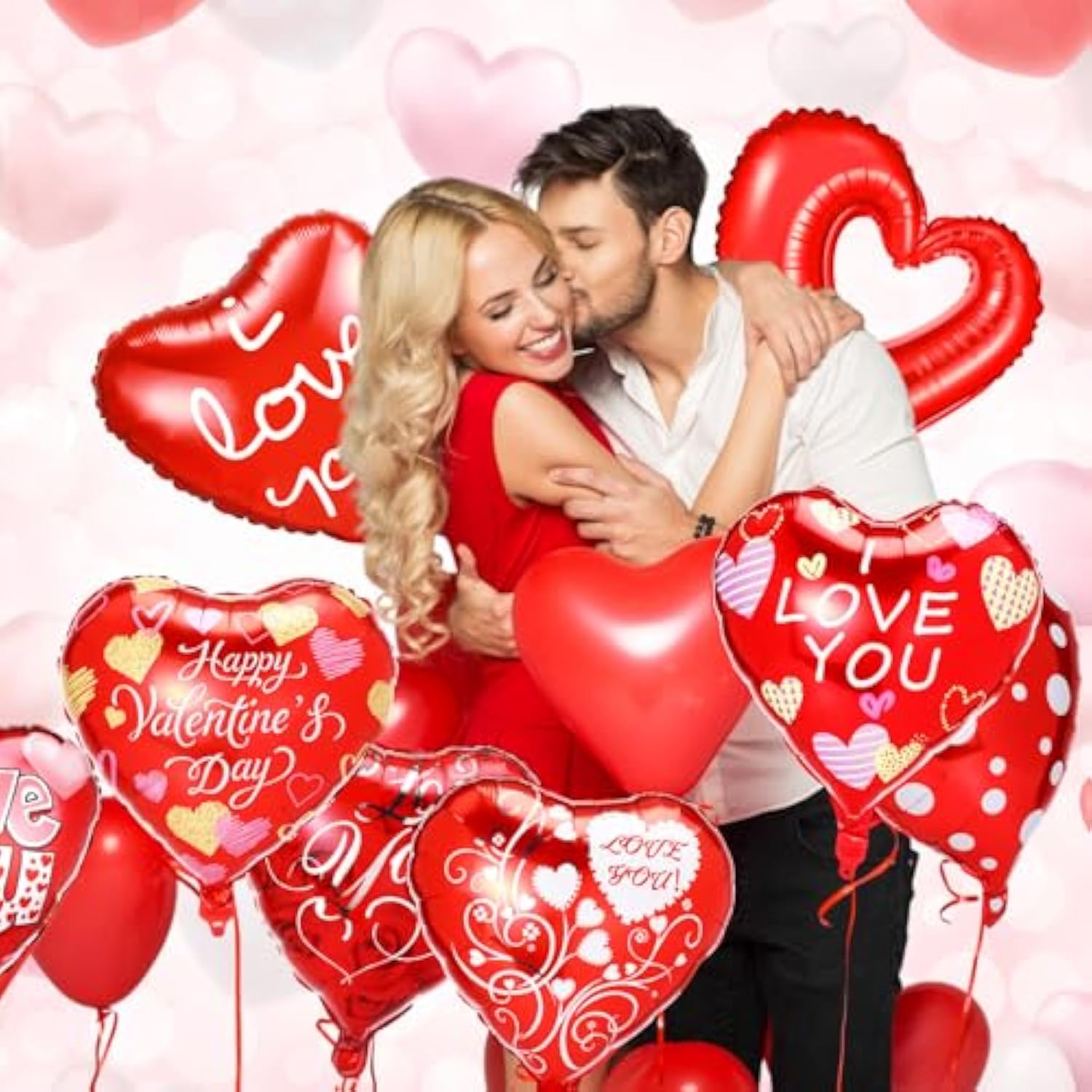 70 Pcs Valentines Day Balloon Set, 18 Inches Heart Shaped Balloons Valentines Day Foil Balloons Romantic Balloon Decoration For Valentine'S Day Party Special Night Decor
