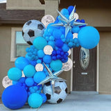 Soccer Balloon Arch Kit For Boys, Blue Silver White Balloons, Birthday Football Party Decoration, Includes 106 Pieces