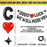 Good Luck We Will Miss You Black 16In Letter Balloons Star Heart Farewell Decor