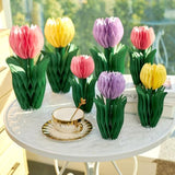 Tulip Paper Flower Centerpieces For Table Spring Party Decorations For Table Pastel Tulip Honeycomb Mothers Day Decoration, Floral Centerpieces For Easter Party Birthday Tea Party