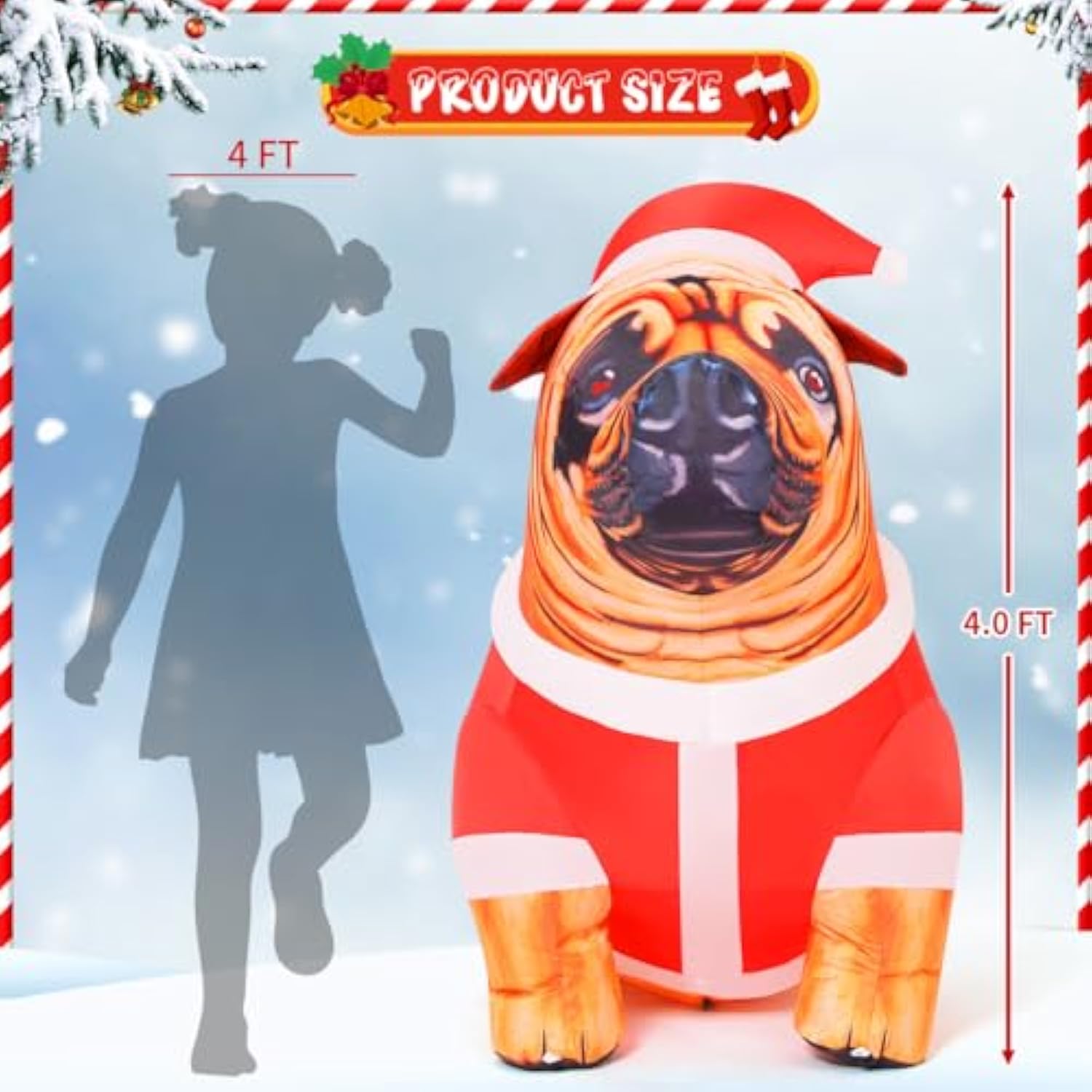 4 Ft Tall Christmas Inflatables Dog Outdoor Decorations Christmas Blow Up Bulldog Inflatable With Built-In Led Lights Ya