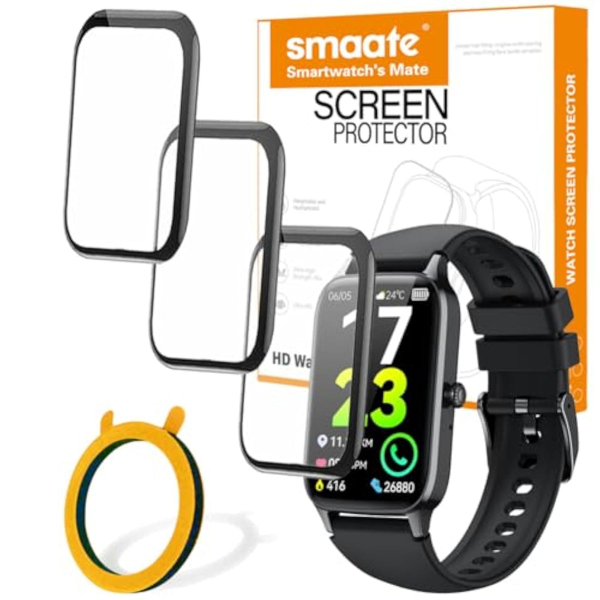 3D Screen Protector Compatible With P97 1.57 Inches Soudorv Fitness Tracker Smartwatch, Pmma, Full Coverage, 3 Pieces