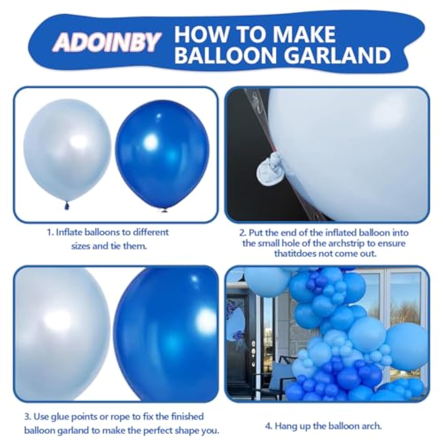 Blue Balloons Arch Kit, 139Pcs Macaron Blue Royal Blue Balloon Garland Kit, 18 12 10 5 Inch Different Size Balloons For Baby Shower Graduation Boys Birthday Ocean Themed Party Decorations