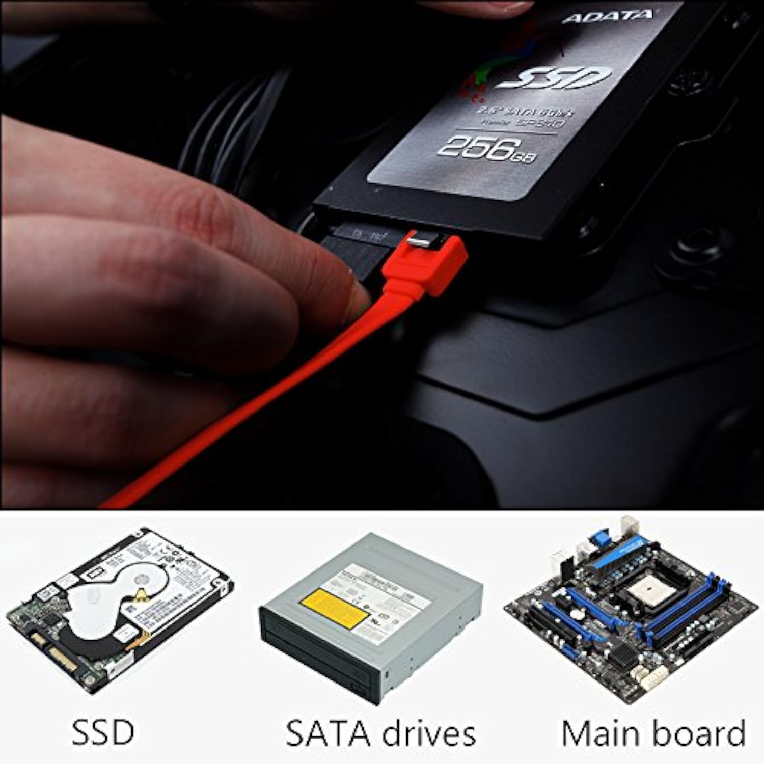 Sata Cables Iii, Ssd Data Cable 6.0 Gbps And Power Splitter 4 Pin To Dual 15 H