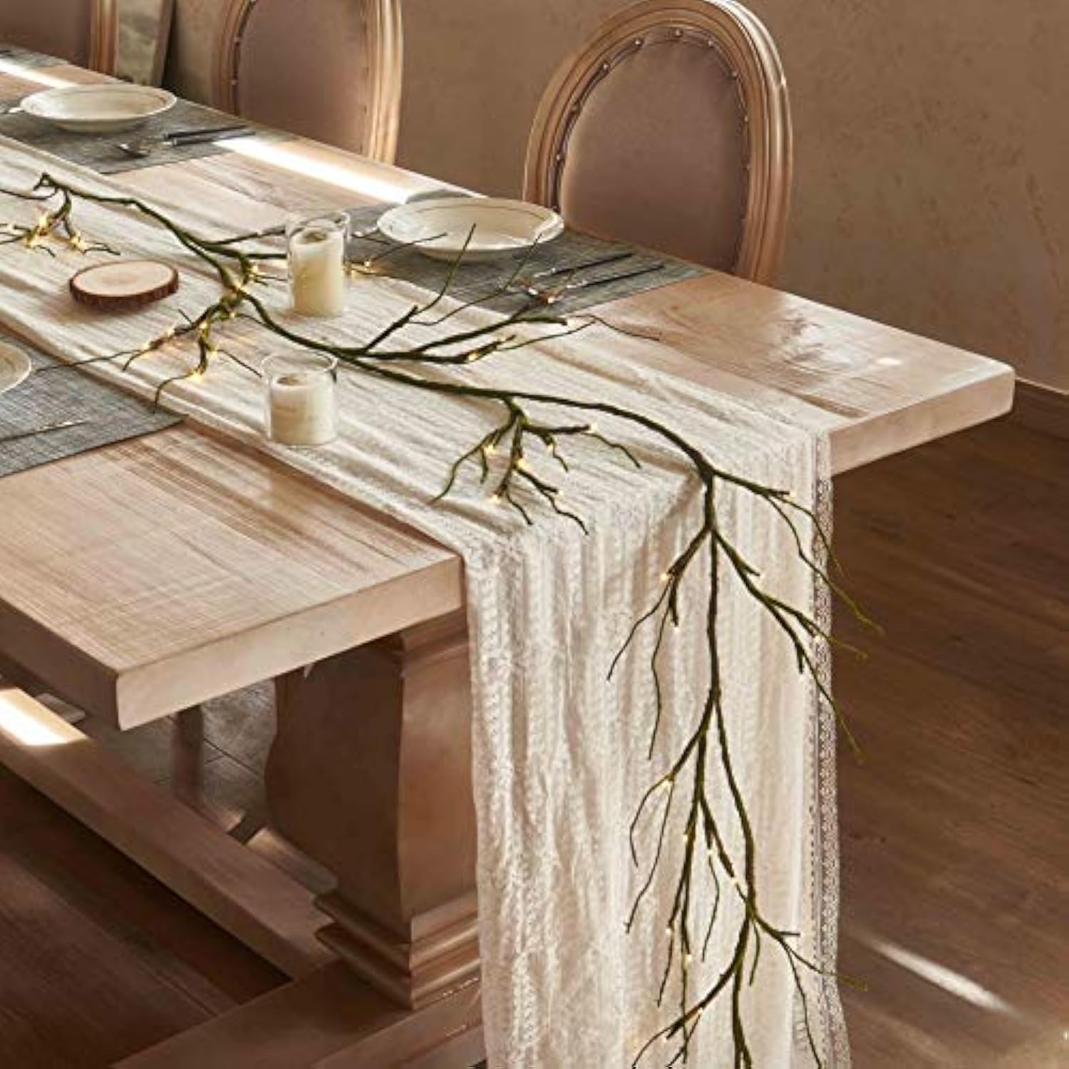 Mossy Garland Lights 6Ft 48 Led Battery Operated Lighted Twig Vine With Timer For Halloween Christmas Party Decoration I