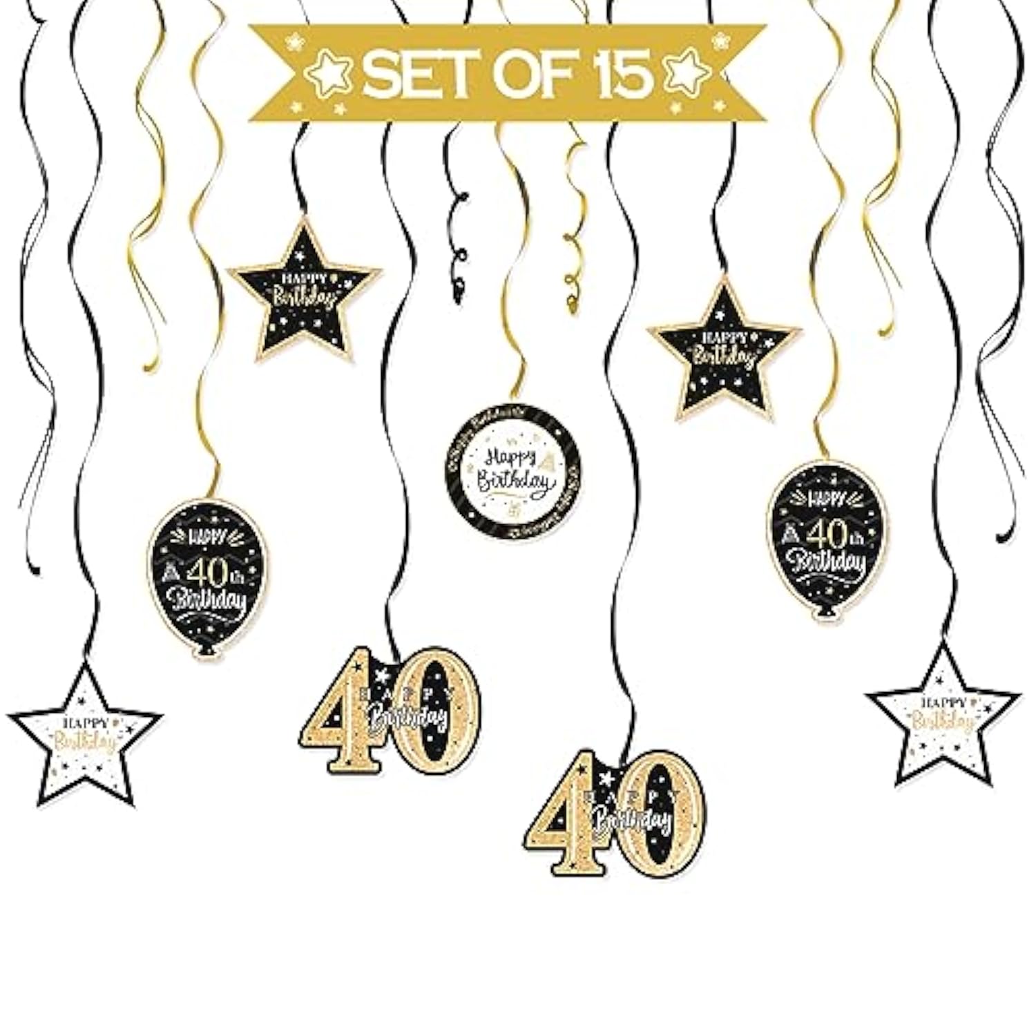 Happy 40th Birthday Decorations Gold Streamers Table Balloon Stand Kit