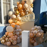 55 Pcs Gold & Beige Balloons: Neutral Sand, Nude, Apricot for Boho Parties
