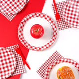 96Pcs Red And White Gingham Party Decorations Red White Buffalo Checked Plaid Plates And Napkins Picnic Tableware For Summer Bbq Picnic Baby Shower Birthday Family Dinner Party Supplies, Serves 24