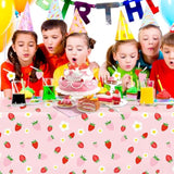 3 Pack Strawberry Tablecloth Strawberry Birthday Decorations Plastic Strawberry Theme Party Table Cover For Girls Sweet One Birthday Berry Sweet Baby Shower Party Supplies 51X87 Inches