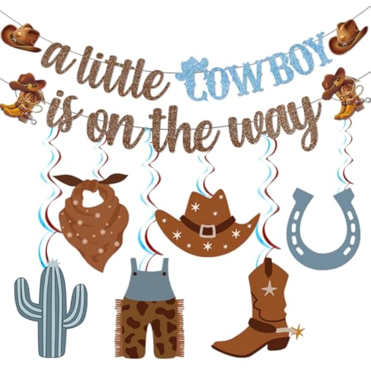 "A Little Cowboy Is On The Way" Banner, Western Baby Shower & Cowboy Party Decor