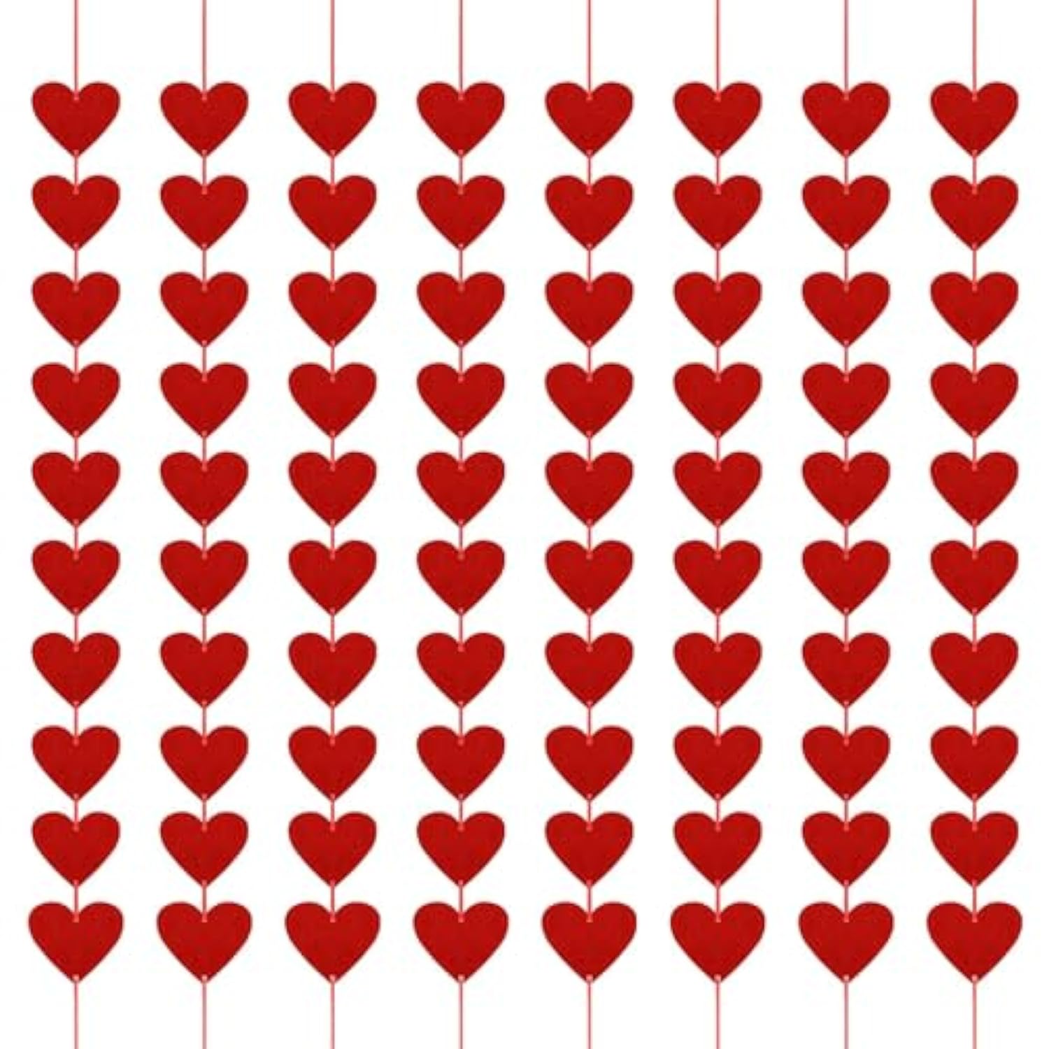 80 Pcs Red Felt Heart Garland,Valentines Day Decorations,Valentines Day Party Decorations,Hanging Hearts Decoration,Valentine'S Heart Garland For Wedding Bridal Engagement Anniversary Birthday