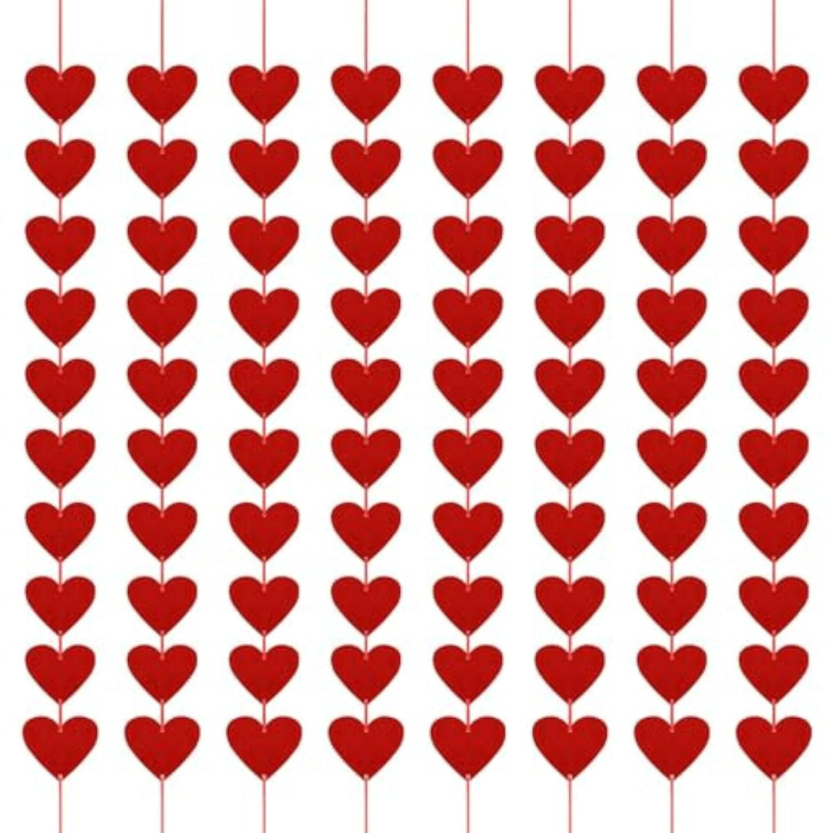 80 Pcs Red Felt Heart Garland,Valentines Day Decorations,Valentines Day Party Decorations,Hanging Hearts Decoration,Valentine'S Heart Garland For Wedding Bridal Engagement Anniversary Birthday