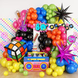 90S 80S Party Balloon Garland Arch Kit, 90S 80S Theme Party Decorations With 4D Dice Hot Pink Black Star Foil Balloons For Retro Theme Hip Hop Fever Nostalgic Birthday Party Decoration
