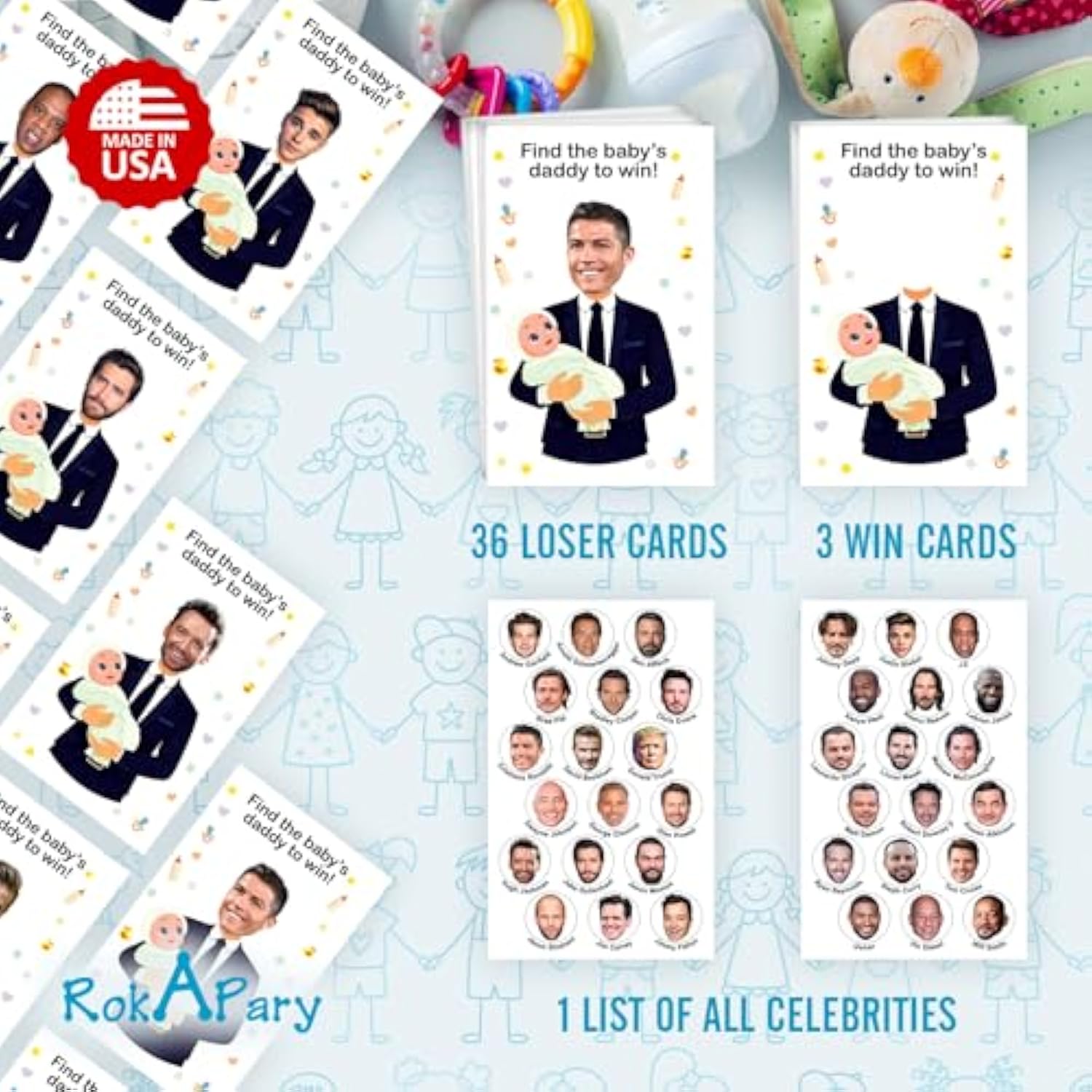 Who Is The Babys Daddy Baby Shower Scratch Off Game, Easy To Play Silly Games, Funny Idea, Ice Breaker Activity. Raffle Cards, Set Of 40 Cards Made In Usa