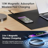 Magnetic Mouse Pad With Wireless Charging, 31'' X 11.7'' Extra Large Desk Pad, Waterproof And Scratch-Resistant Mousepad, Charcoal Black Computer Mouse Mat For Macbook, Pc, Laptop