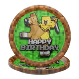 Pixel Warrior Plates And Napkins (60 Pieces For 20 Guests) - Video Game Party Supplies, Mining Craft Party, Pixel Miner Decorations