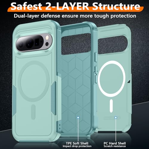 Magnetic For Google Pixel 10/Pixel 10 Pro Case[Compatible With Magsafe][Rugged Military Grade Shockproof][Scratch Resistant] Full-Body Sturdy Slim Protective Phone Cases Cover (Black/6.3 Inch)