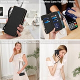 Case For Samsung Galaxy S25 Ultra 5G Wallet, Rfid Blocking Flip For Crossbody Case, For Galaxy S25 Ultra 5G Pu Leather With Card Holder, For S25 Ultra Wih Wrist Strap 6.9 Inch Carbonblack