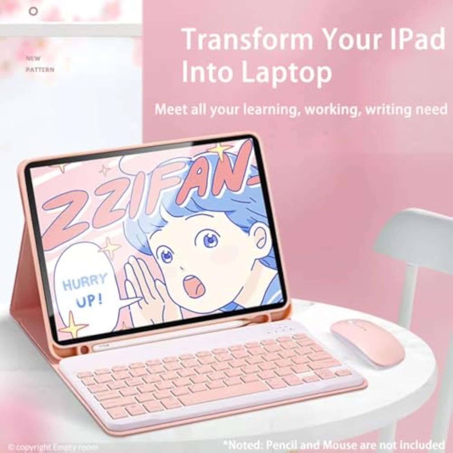 Ipad Keyboard Case With Mouse 10.2", Ipad 9Th Generation Case With Keyboard, Wireless Keyboard And Mouse With Pencil Holder Case, For Ipad 8Th Gen/7Th Gen/Ipad Pro 10.5"/Ipad Air 3Rd Gen