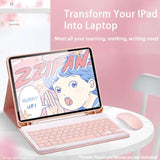 Ipad Keyboard Case With Mouse 10.2", Ipad 9Th Generation Case With Keyboard, Wireless Keyboard And Mouse With Pencil Holder Case, For Ipad 8Th Gen/7Th Gen/Ipad Pro 10.5"/Ipad Air 3Rd Gen