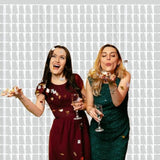 Silver Foil Fringe Curtains Party Backdrop for Photo Booth and Celebration Decor