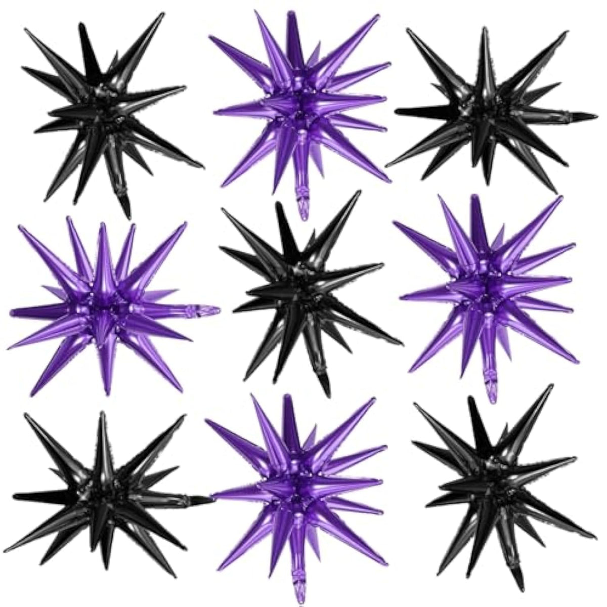9pcs Black Purple Star Balloons 22 Inch Foil Spike Balloons for Party Decorations