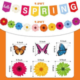 Hello Spring Paper Flower Banner Spring Sunflower Hanging Swirl Decoration Floral Party Banner Garland Kit Flower Hanging Streamers For Mantle Fireplace Indoor Outdoor Home Classroom