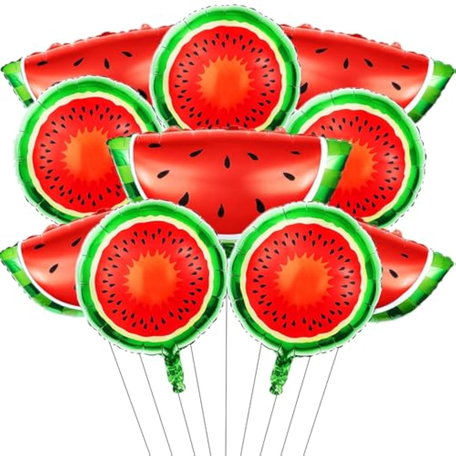 10Pcs Large Watermelon Foil Balloons, Cartoon Fruit Balloons For Watermelon Party Decorations, Summer Themed Birthday, Baby Shower, Wedding Party Decoration Supplies