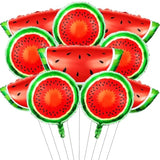 10Pcs Large Watermelon Foil Balloons, Cartoon Fruit Balloons For Watermelon Party Decorations, Summer Themed Birthday, Baby Shower, Wedding Party Decoration Supplies