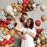 Red Brown Cow Balloon Arch Kit 153pcs Farm Western Party Decorations