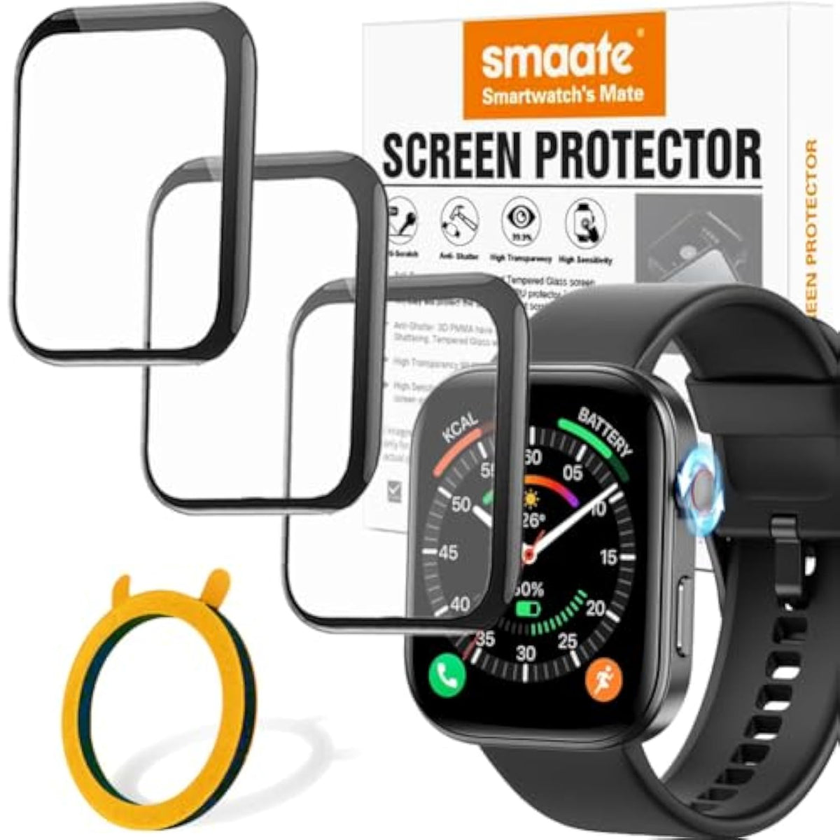 3D Screen Protector Compatible With Veryfit Gtx12 1.99 Inches Fitpolo Enomir Tensky Veryfit Smartwatch, Pmma, Full Coverage, 3 Pieces