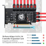Pci-E 20-Port 16X 3.0 Sata Expansion Card With Sata Cables&Sata Power Cable,6G