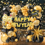 2026 New Year Balloon Arch Kit 140 Pc Black Gold Garland Party Decoration