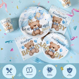 350Pcs Bear Baby Shower Decorations For 50 Guests Party Supplies For Boy Include Paper Plate, Napkin, Cup And Disposable Plastic Tableware