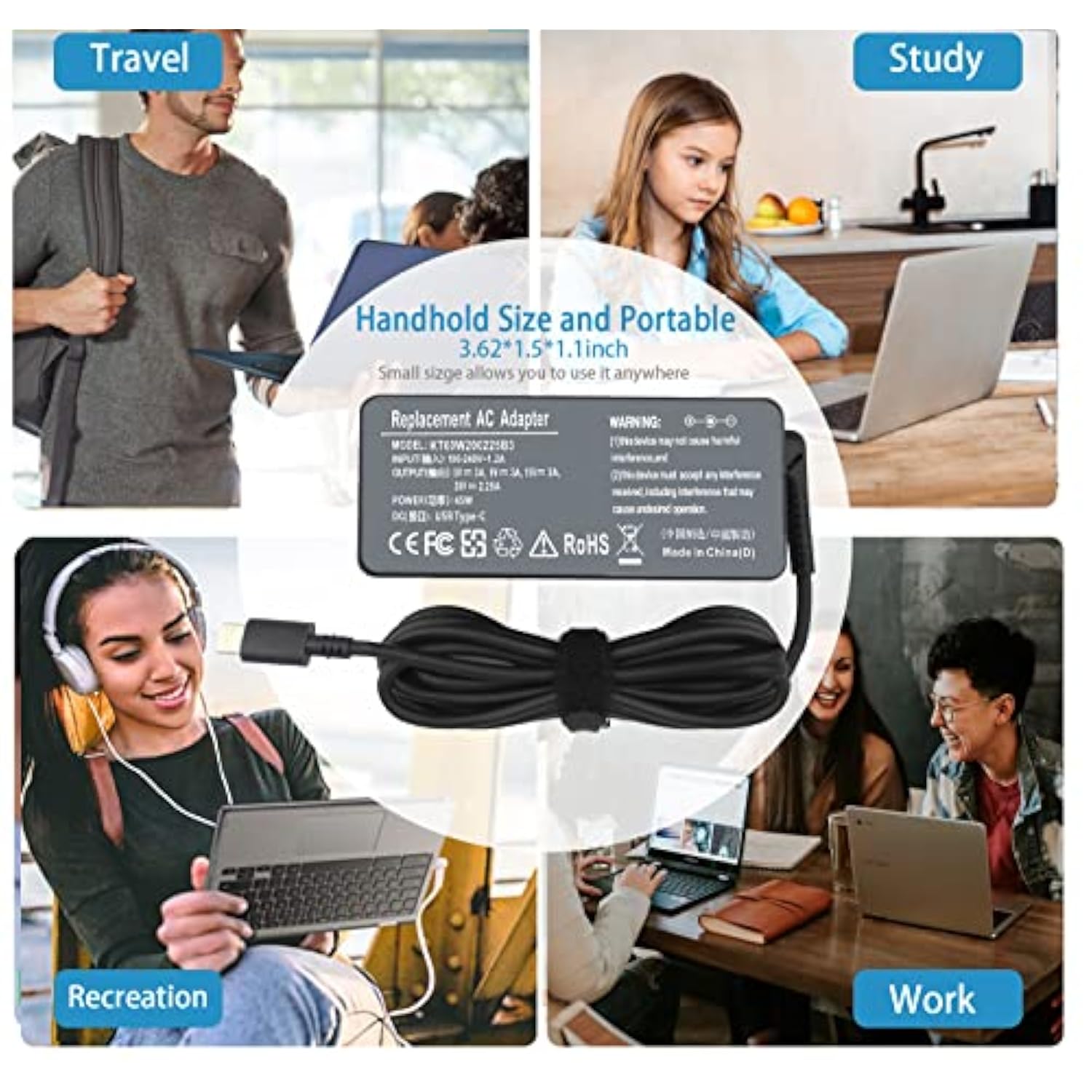 45W Usb C Charger For Lenovo Chromebook 100E 300E 500E C330 S330 C340 S340 Del