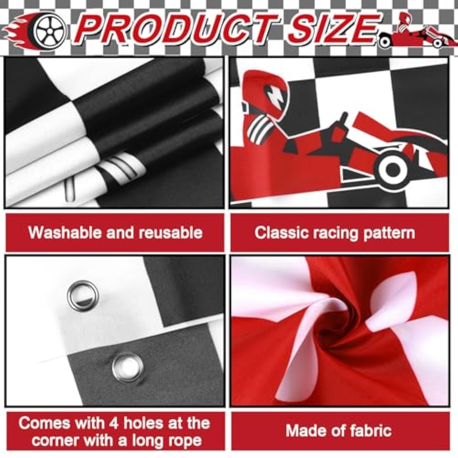 3 Pcs Race Car Birthday Party Decorations Checkered Flags Backdrop Racing Themed Photo Booth Props Let'S Go Racing Hanging Banner Background For Boys Fan Baby Shower One Happy Dude Party Supplies