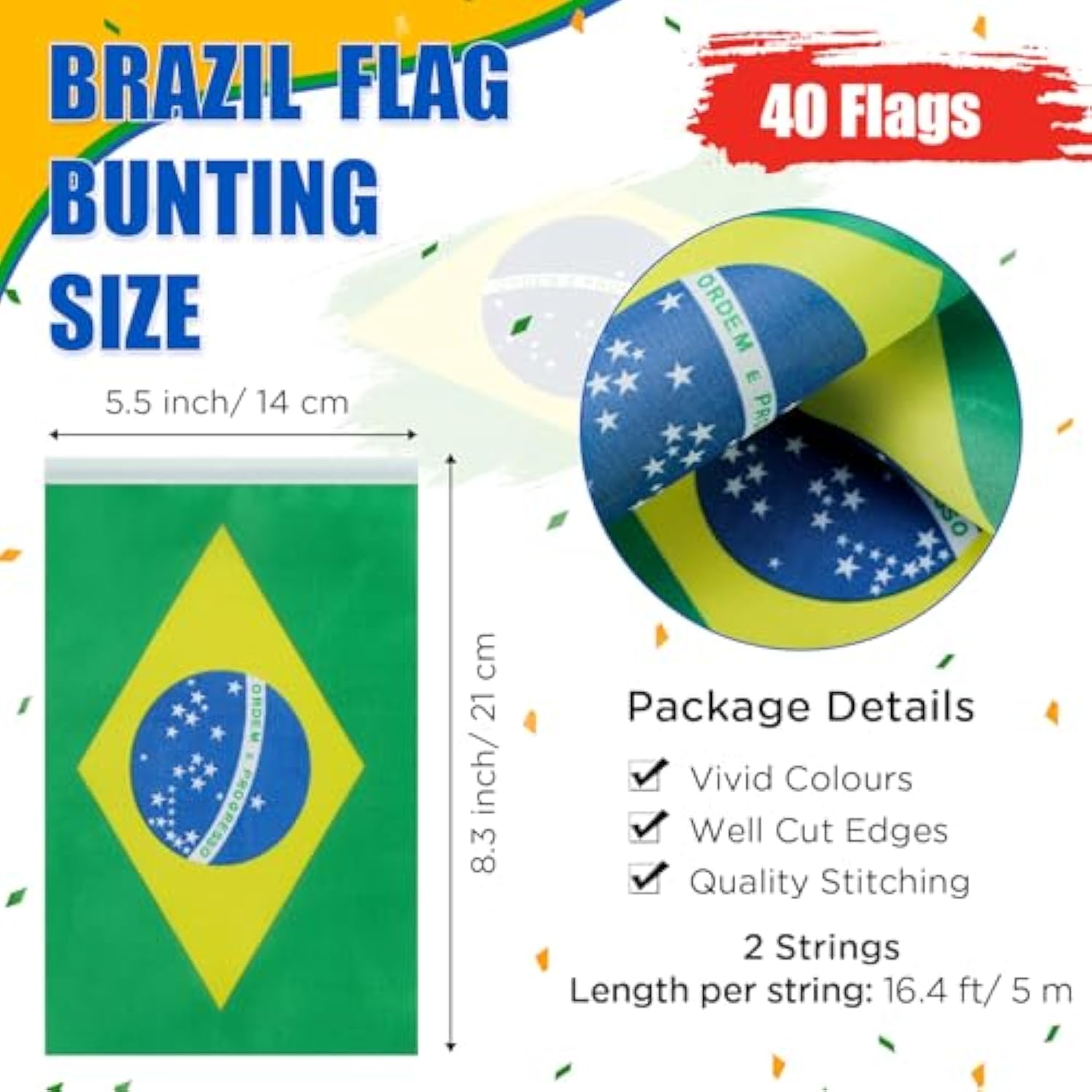 54 Pcs Brazilian String Pennant Banners Brazil Flag Green, Yellow And Blue Latex Balloons With Confetti Balloons Craft Ribbon For Independence Day Patriotic Events Sports Anniversary