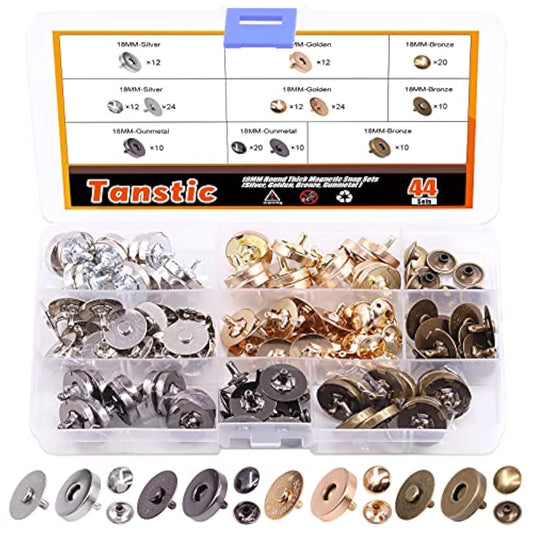 44 Sets 4 Color 18Mm Round Magnetic Snap Sets, Strong Magnetic Button