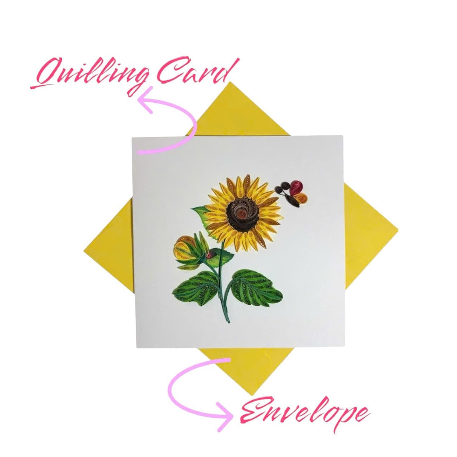 Handcrafted Quilling Sunflower Greeting Card For Mother'S Day, Father'S Day, Birthday, Anniversary, Beautiful And Unique Design, Blank Inside Ready To Gift, Includes Envelope
