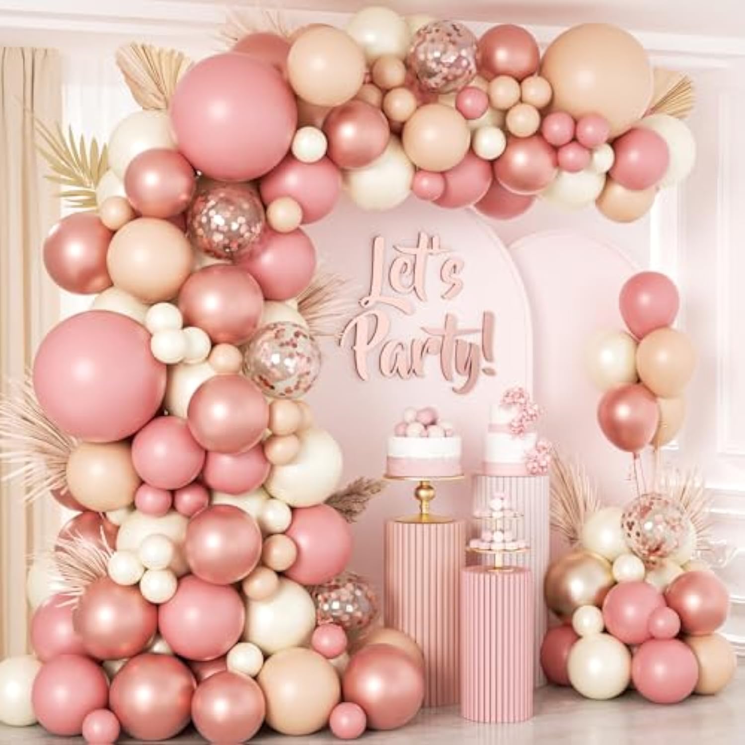 150Pcs Blush Pink Balloon Arch Kit for Boho Baby Shower, Wedding & Party Decorations
