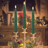 Christmas Tree Flameless Taper Candles Flickering With Remote Timer, Real Wax Led Battery Operated Candles Warm 3D Wick Christmas Home Wedding Decor(Green, 0.78 X 9.64 Inch)