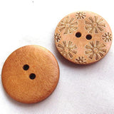 New Mix 50Pcs Brown Carve Flowers Wood Sewing Buttons Bead 25Mm Craft