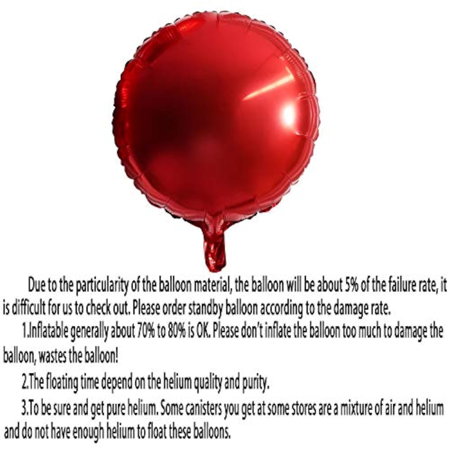 18Inch Red Round Foil Mylar Balloons Wedding Bridal Shower Anniversary