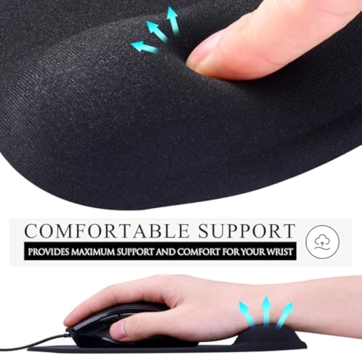 Mouse Pad, 2 Pack Ergonomic Mouse Pads With Comfortable Gel Wrist Rest Support And Smooth Cloth, Non-Slip Pu Base For Easy Typing Pain Relief Durable And Easy To Clean Small Black
