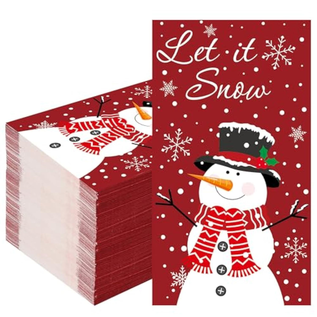 50 Pcs Christmas Snowman Guest Napkins - 3 Ply Winter Snowflake Let It Snow Paper Hand Towels, Merry Christmas Disposable Dinner Napkins For Home