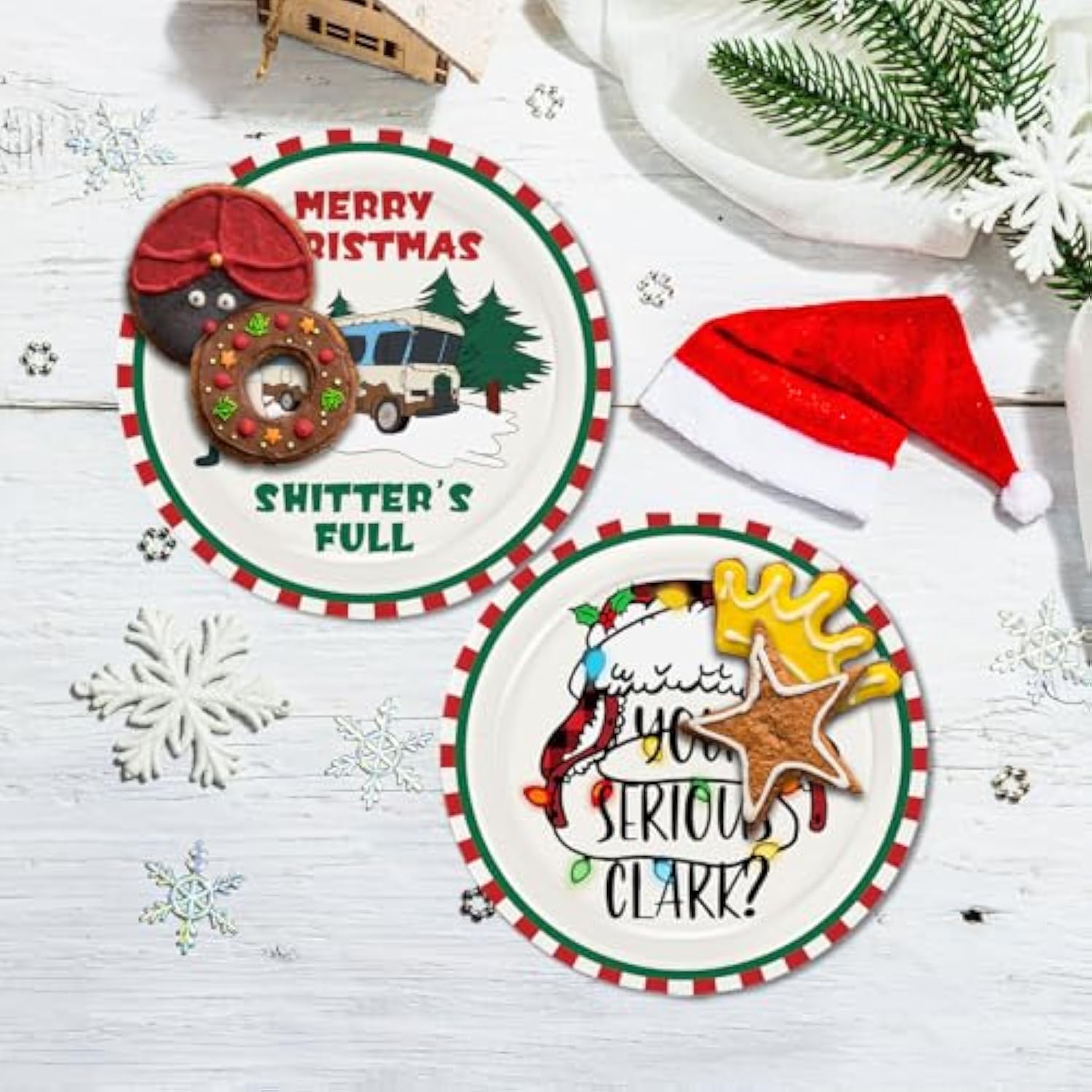 Christmas Vacation Decorations, Funny Holiday Paper Plates, 60 Count Disposable Dinner Plates, Christmas Vacation Merch Gifts Party Decor Supplies, Holiday Dinnerware Table Decorations, 9 Inch